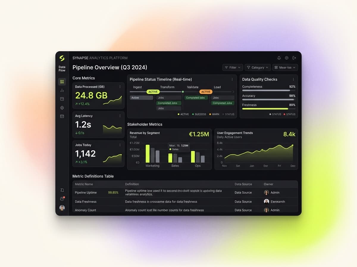 Modern data platform & analytics dashboard preview