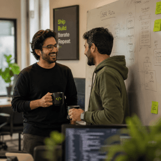 DevKross design and product engineering leads reviewing mobile UI